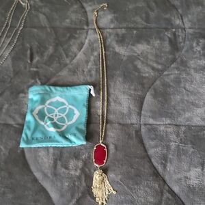 Kendra Scott Gold Necklace with Red Pendant